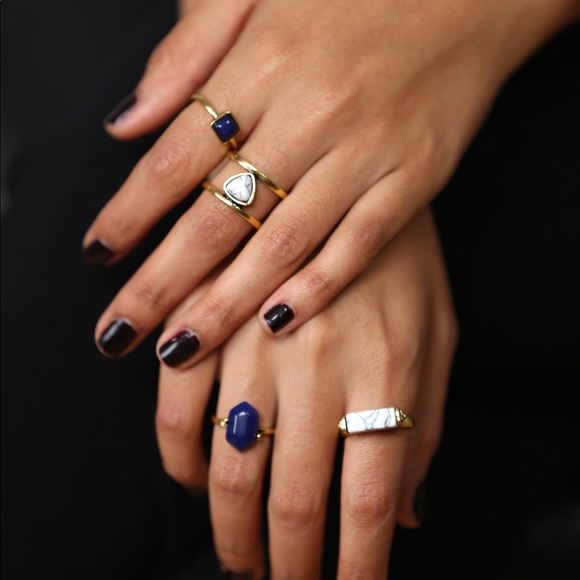 Mary & Heart Jewelry - ‼️LAST ONE ‼️Gold Blue Marble Ring Stack 4 Pieces